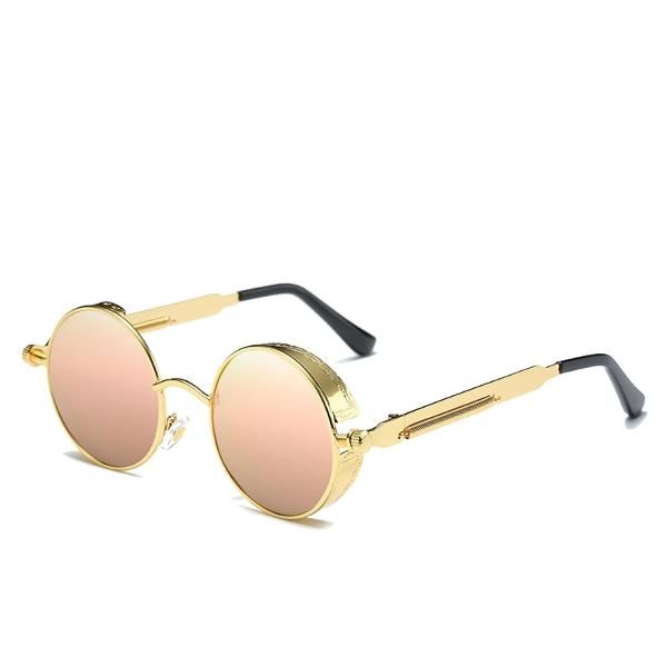 Uv400 Vintage Steampunk Gafas De Sol Con Lentes De Espejo Redondas Deporte Al Aire Libre Gafas Hisper Para Hombre Y Mujer