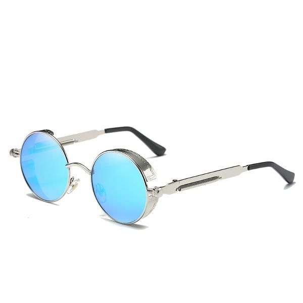 Uv400 Vintage Steampunk Gafas De Sol Con Lentes De Espejo Redondas Deporte Al Aire Libre Gafas Hisper Para Hombre Y Mujer