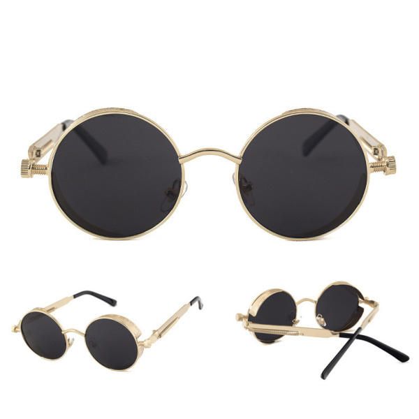 Uv400 Vintage Steampunk Gafas De Sol Con Lentes De Espejo Redondas Deporte Al Aire Libre Gafas Hisper Para Hombre Y Mujer