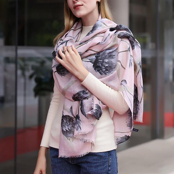 180cm Mujer Pashmere Warm Flower Soft Bufanda