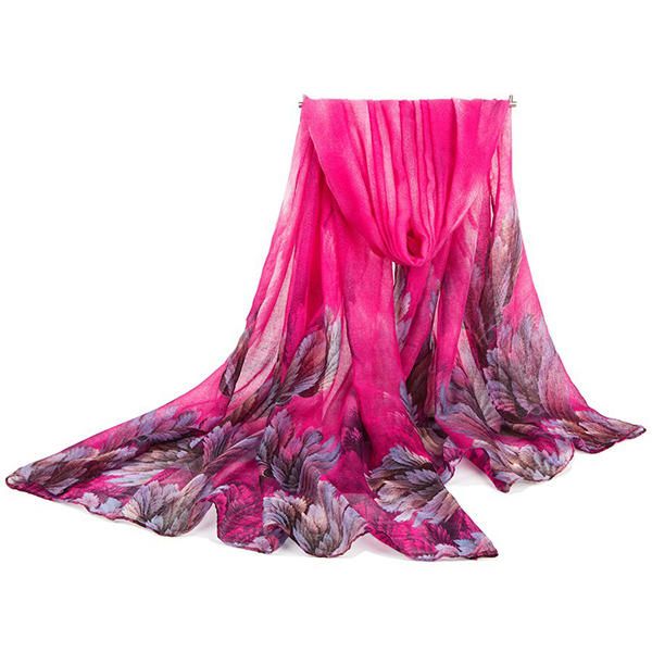 180cm Mujeres Voile Coral Flor Estampado Bufanda Casual Oversize Warm Soft Bufandas Chales