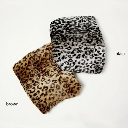 Bufanda De Gorro De Algodón Con Estampado De Leopardo De Invierno Para Mujer