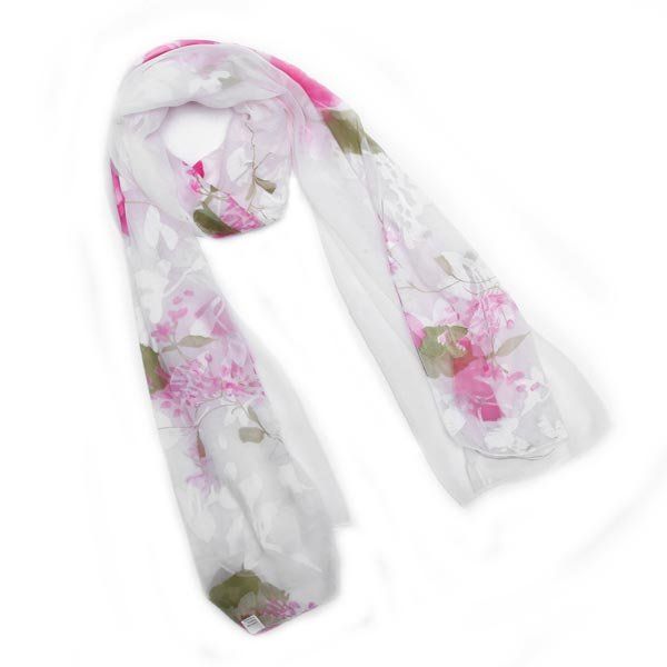 Bufanda Larga De Tejido Jacquard Con Estampado Floral Para Mujer