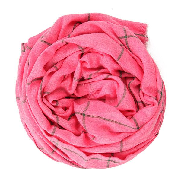 Bufandas Con Borlas De Rejilla De Celosía De Algodón Unisex Color Puro Mantón Pashmina