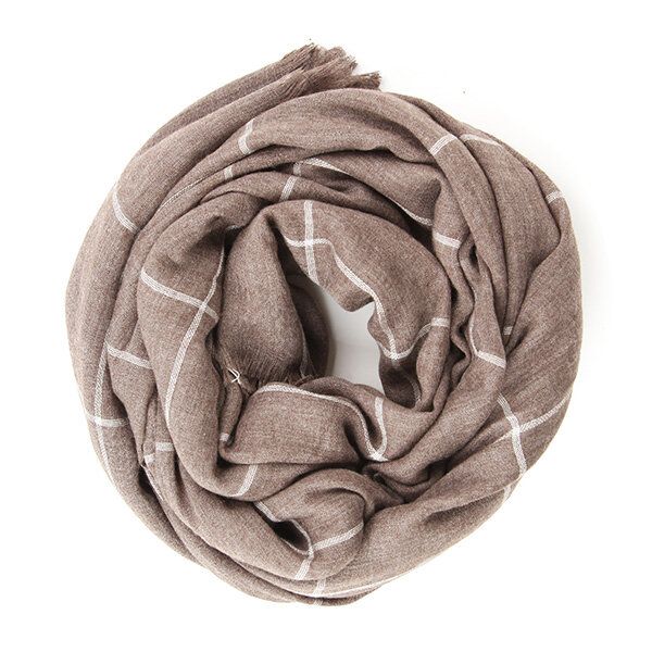 Bufandas Con Borlas De Rejilla De Celosía De Algodón Unisex Color Puro Mantón Pashmina