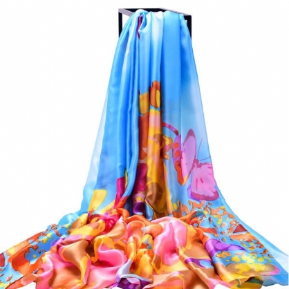 Chal Largo De Playa Con Estampado De Flores Para Mujer Bufandas Suaves Anti-uv Para Exteriores Ocasionales