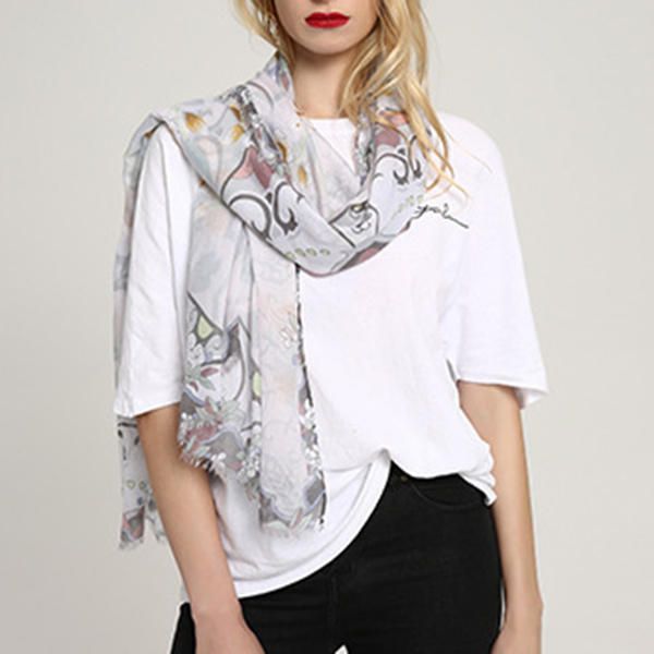 Laides Vogue Summer Cotton Graffiti Printting Scarf Outdoor Talla Grande Chal Para Mujer