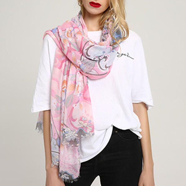 Laides Vogue Summer Cotton Graffiti Printting Scarf Outdoor Talla Grande Chal Para Mujer