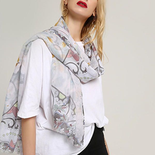 Laides Vogue Summer Cotton Graffiti Printting Scarf Outdoor Talla Grande Chal Para Mujer