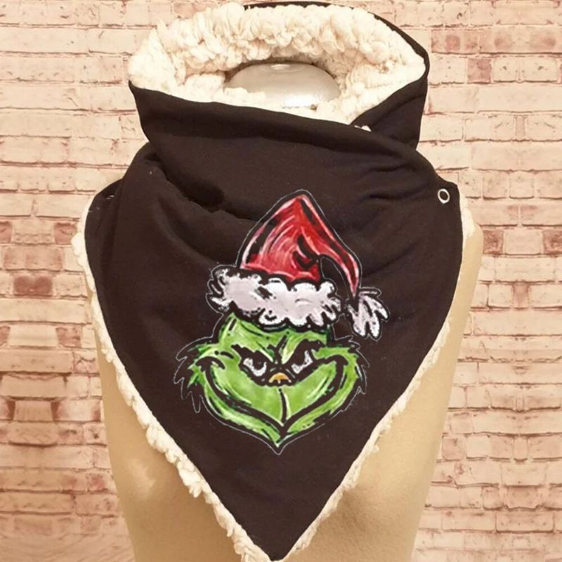 Mujeres Dibujos Animados Lindo Monstruo Verde Figura Patrón Personalidad Suave Protección Del Cuello Mantener Caliente Bufanda