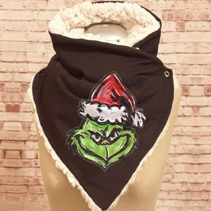 Mujeres Dibujos Animados Lindo Monstruo Verde Figura Patrón Personalidad Suave Protección Del Cuello Mantener Caliente Bufanda