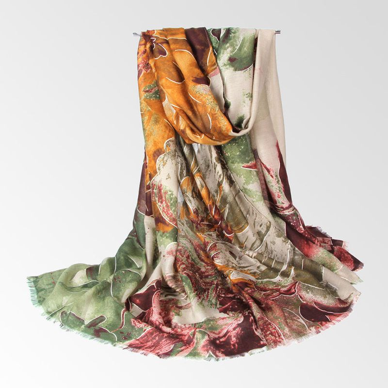 Mujeres Invierno Otoño Bufanda Blossom Flower Impreso Elegante Mantón