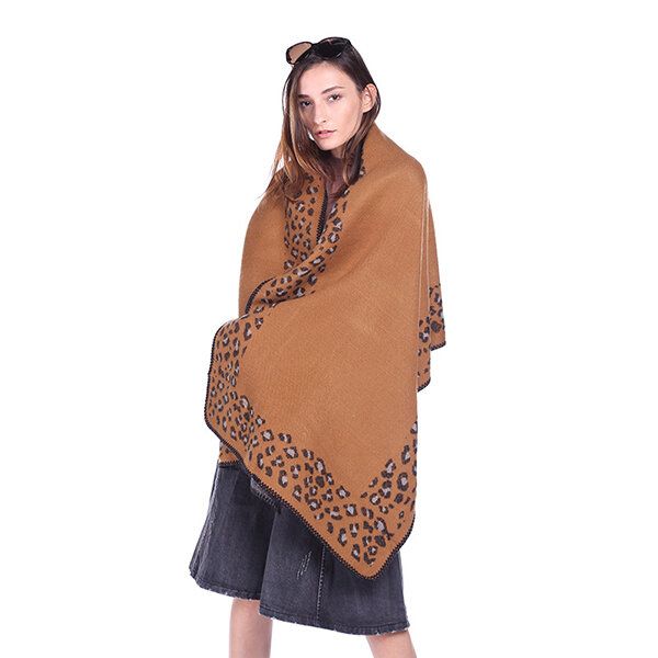 Mujeres Que Imprimen Bufanda Cálida De Invierno Casual Estampado De Leopardo Manta Bufanda Chal