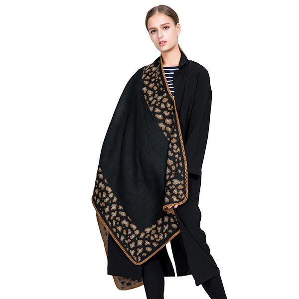 Mujeres Que Imprimen Bufanda Cálida De Invierno Casual Estampado De Leopardo Manta Bufanda Chal