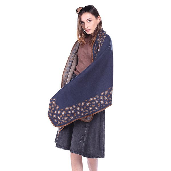 Mujeres Que Imprimen Bufanda Cálida De Invierno Casual Estampado De Leopardo Manta Bufanda Chal