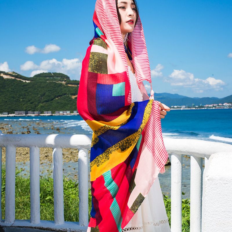 Pañuelo De Playa De Seda Con Sombrilla De Verano Para Mujer Multifunción Talla Grande Chal Traje De Baño Cubrir Vacaciones