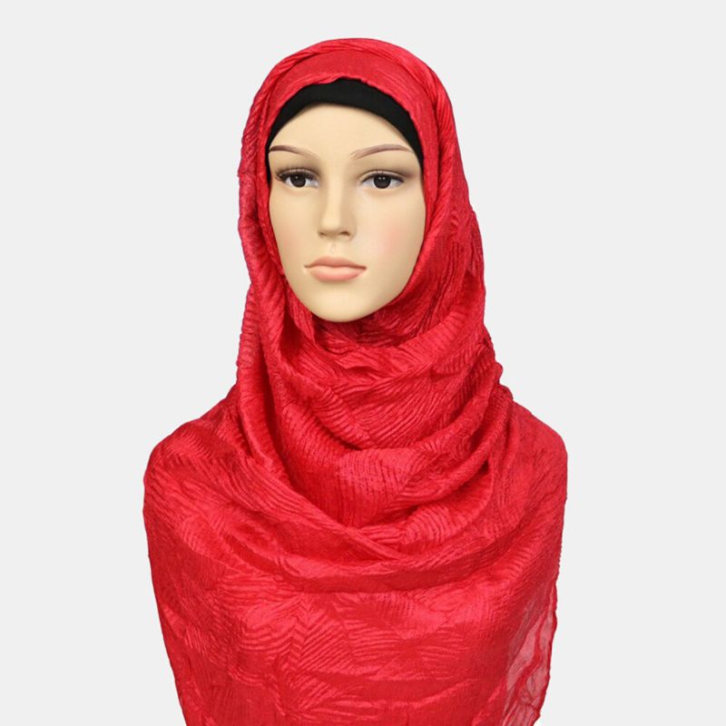 Turbante Étnico De Seda De Color Sólido De Poliéster Para Mujer Hijab