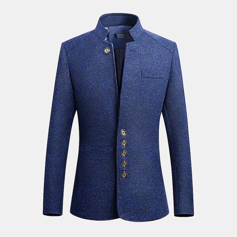 Abrigos De Chaqueta De Estilo Británico De Caballero Delgado Informal Con Cuello Alto Para Hombre