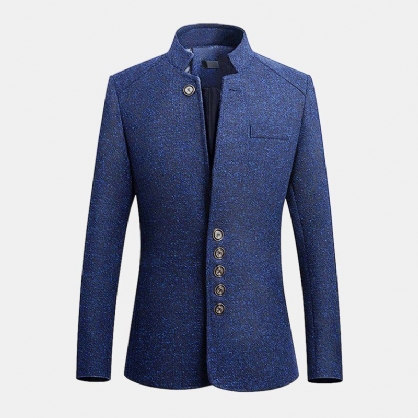 Abrigos De Chaqueta De Estilo Británico De Caballero Delgado Informal Con Cuello Alto Para Hombre