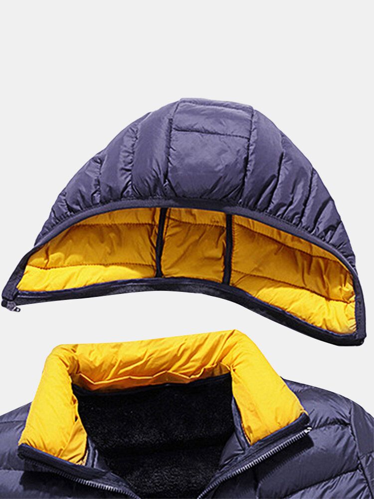 Abrigos Con Capucha Desmontables Con Forro Polar Cálido Y Cremallera A Prueba De Viento Para Hombre Con Bolsillo