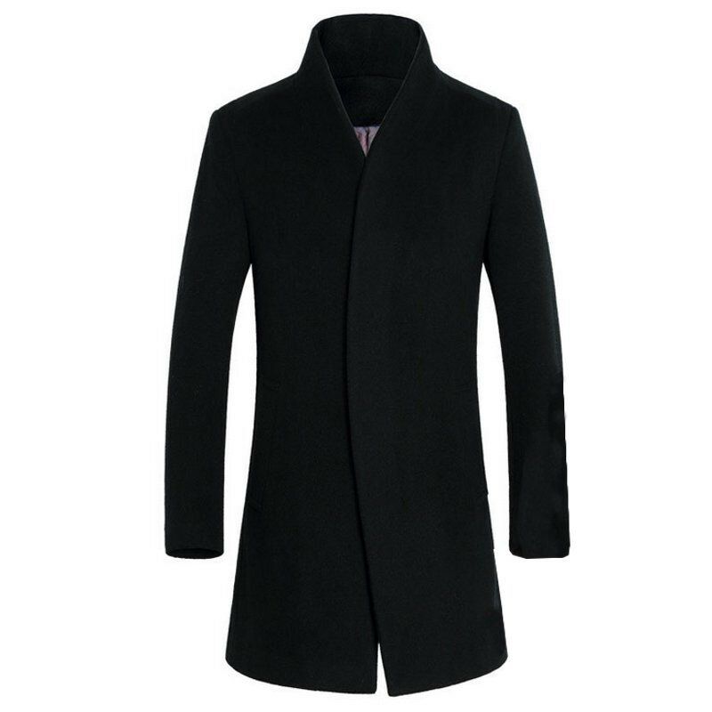 Abrigos Largos Cálidos Para Hombre Gabardina Slim Fit Parka Collar Abrigo Peacoat Outwear