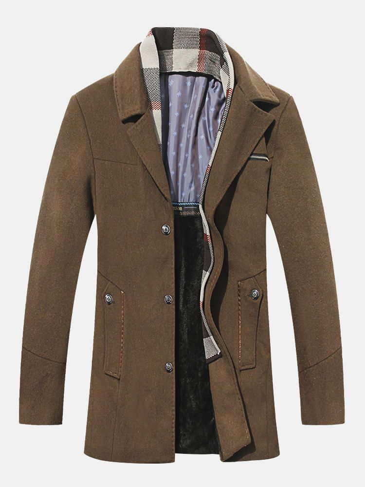 Bufanda Para Hombre Desmontable Cuello Alto Botones Abrigos Gruesos Chaqueta Informal Cálida