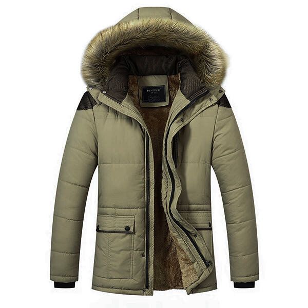 Chaqueta De Abrigo De Invierno De Piel Con Capucha Cálida De Lana Gruesa Para Hombre Abrigo De Empalmes De Hombro Informal Al Aire Libre