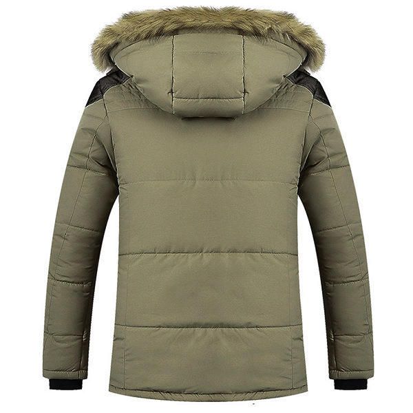 Chaqueta De Abrigo De Invierno De Piel Con Capucha Cálida De Lana Gruesa Para Hombre Abrigo De Empalmes De Hombro Informal Al Aire Libre