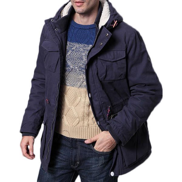 Chaqueta De Abrigo Parka Con Capucha Gruesa Y Cálida De Algodón De Invierno Para Hombre