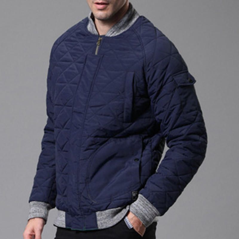 Chaqueta Acolchada Con Cremallera Cómoda Informal Para Hombre