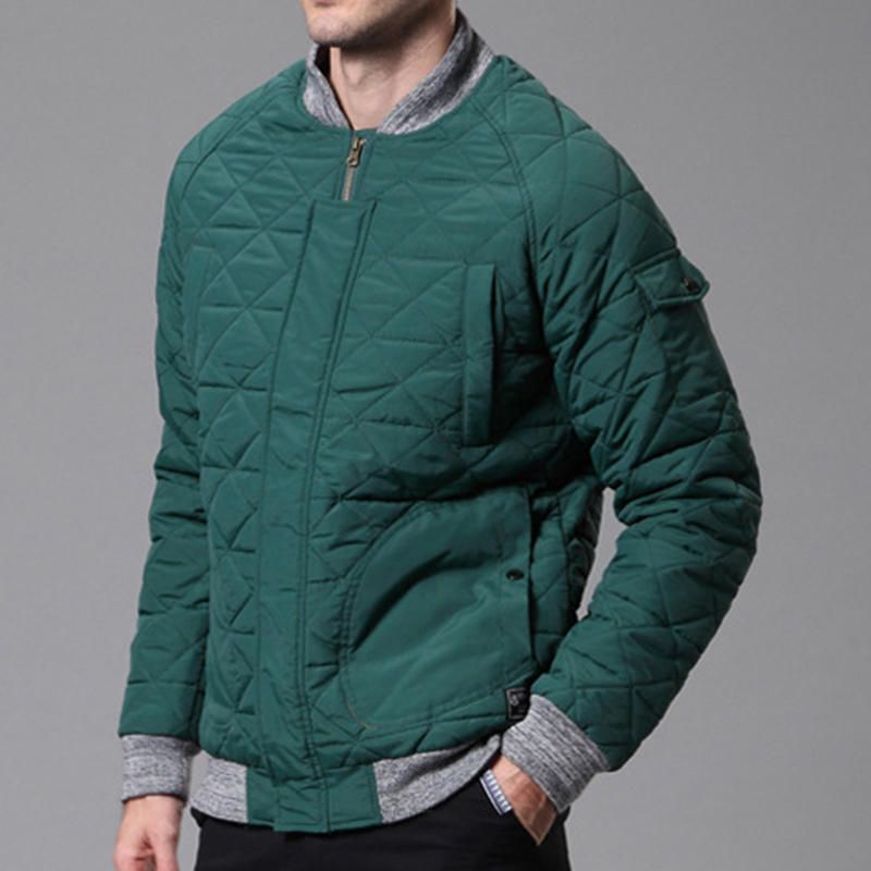 Chaqueta Acolchada Con Cremallera Cómoda Informal Para Hombre