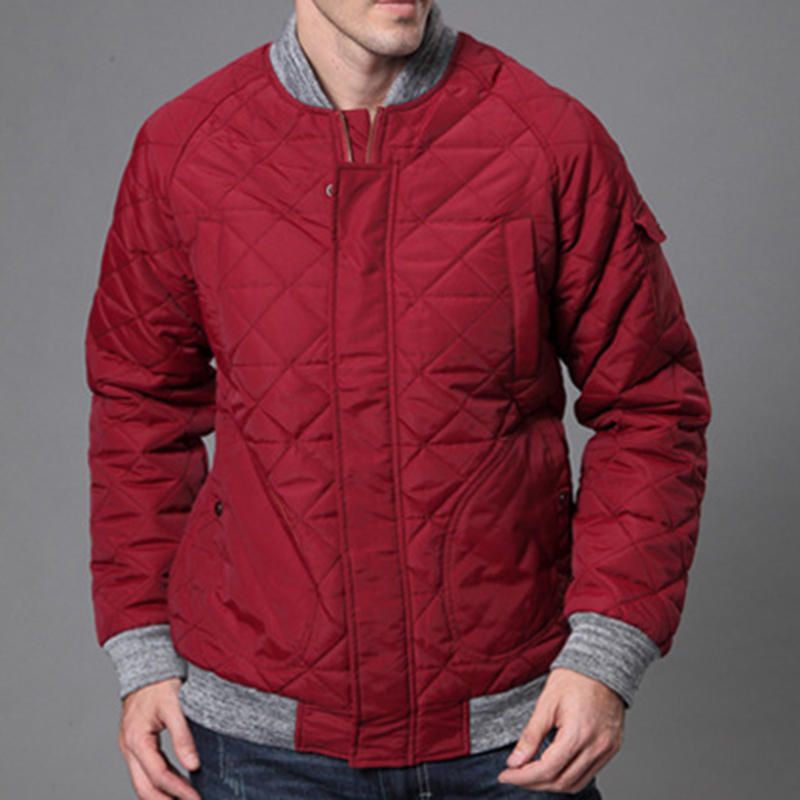 Chaqueta Acolchada Con Cremallera Cómoda Informal Para Hombre