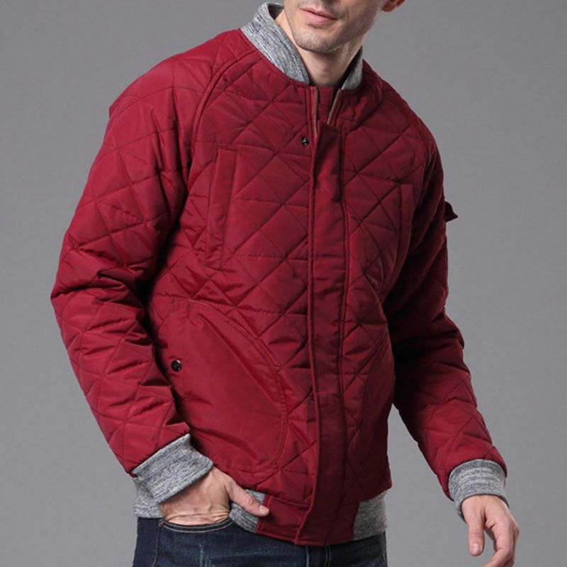 Chaqueta Acolchada Con Cremallera Cómoda Informal Para Hombre