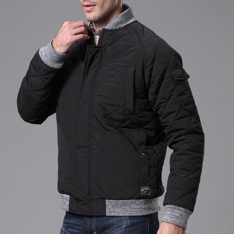 Chaqueta Acolchada Con Cremallera Cómoda Informal Para Hombre