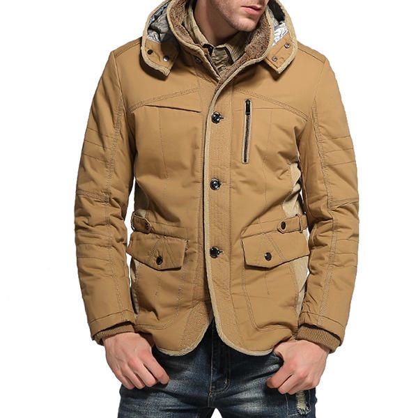 Chaqueta De Algodón Al Aire Libre Con Capucha Cálida De Invierno De Terciopelo Grueso Para Hombre