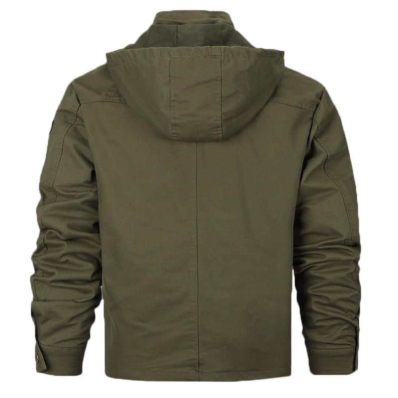 Chaqueta De Algodón Para Hombre Con Capucha Y Múltiples Bolsillos Estilo Militar