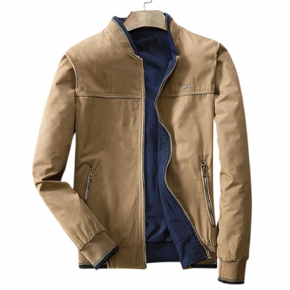 Chaqueta De Algodón De Primavera Y Otoño Con Cuello De Béisbol De Doble Uso Para Hombre