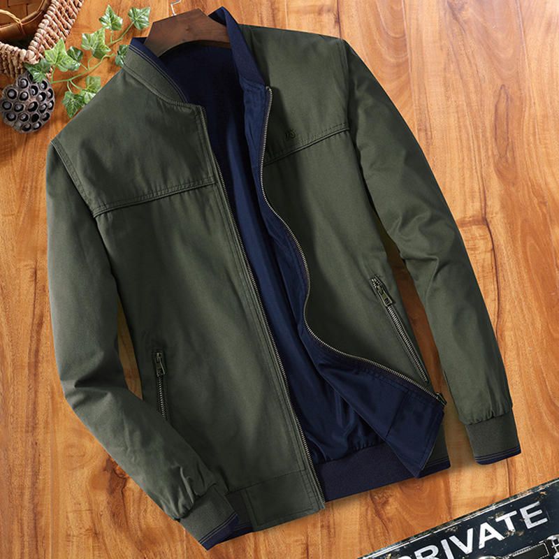 Chaqueta De Algodón De Primavera Y Otoño Con Cuello De Béisbol De Doble Uso Para Hombre