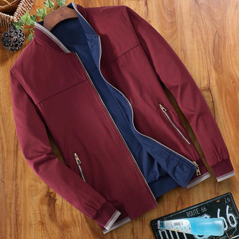 Chaqueta De Algodón De Primavera Y Otoño Con Cuello De Béisbol De Doble Uso Para Hombre