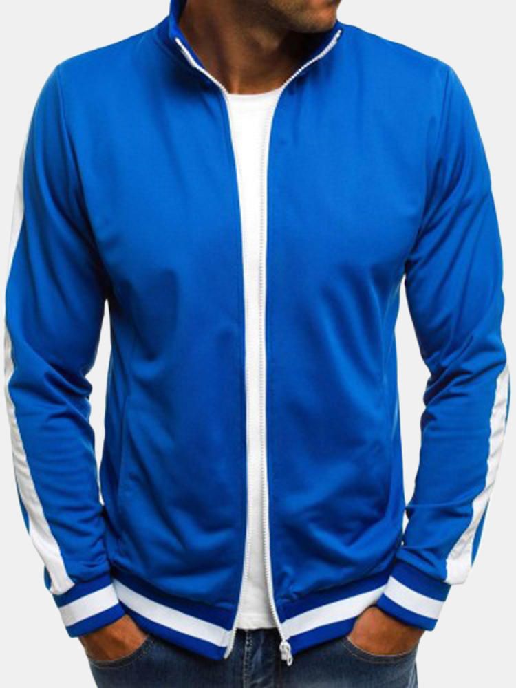 Chaqueta De Béisbol De Algodón A Rayas Con Estilo Informal Para Hombre