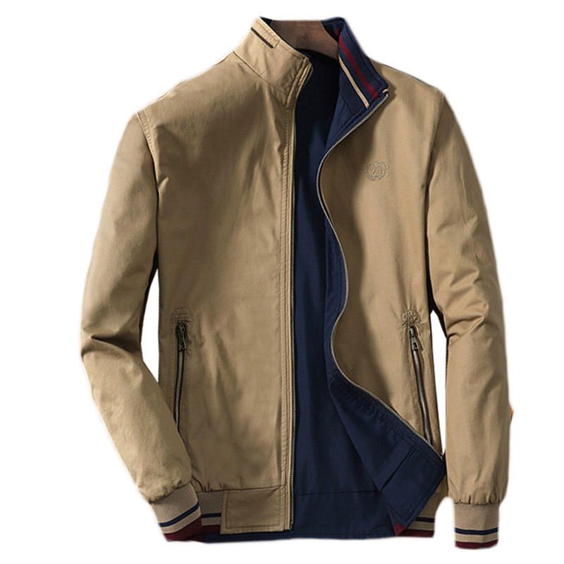 Chaqueta De Bolsillo Con Cremallera De Algodón Con Logo Bordado Revsersible Para Hombre