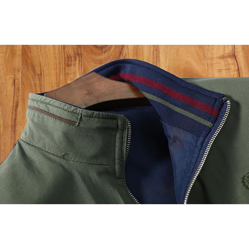 Chaqueta De Bolsillo Con Cremallera De Algodón Con Logo Bordado Revsersible Para Hombre