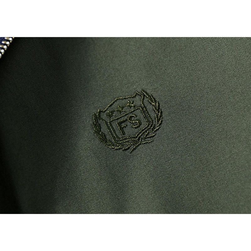 Chaqueta De Bolsillo Con Cremallera De Algodón Con Logo Bordado Revsersible Para Hombre