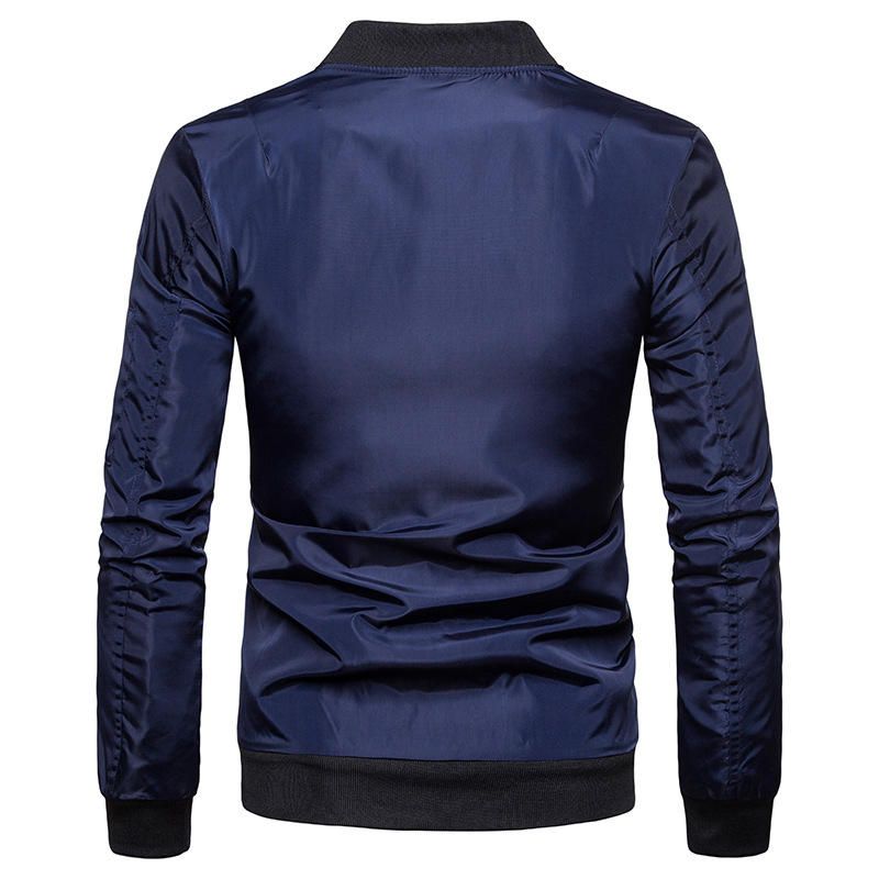 Chaqueta De Bombardero Con Cuello De Béisbol Con Cremallera Informal De Moda Para Hombre