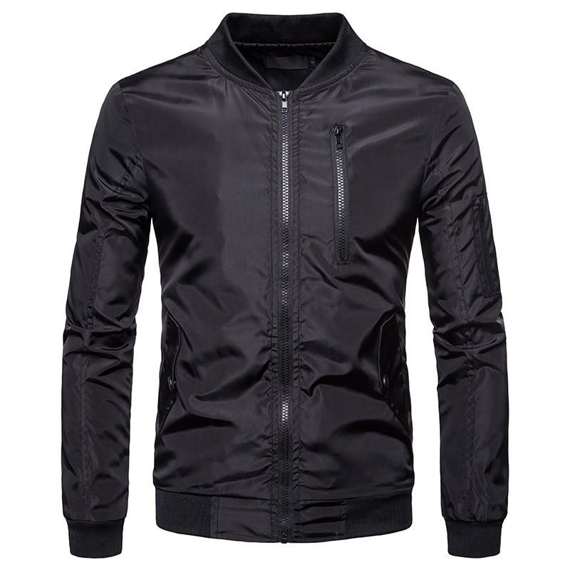 Chaqueta De Bombardero Con Cuello De Béisbol Con Cremallera Informal De Moda Para Hombre