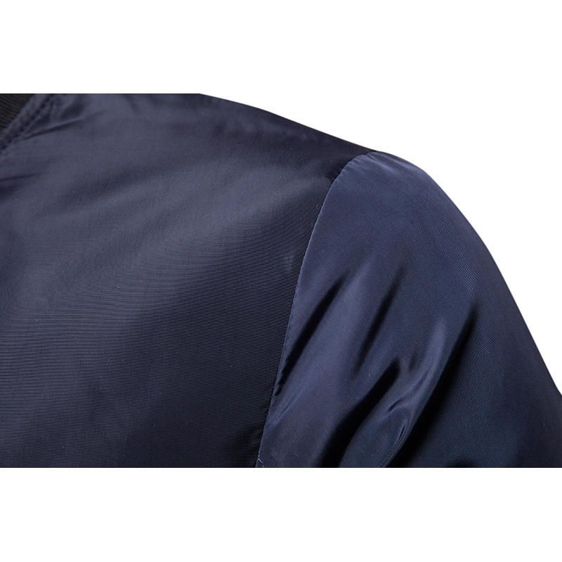 Chaqueta De Bombardero Con Cuello De Béisbol Con Cremallera Informal De Moda Para Hombre