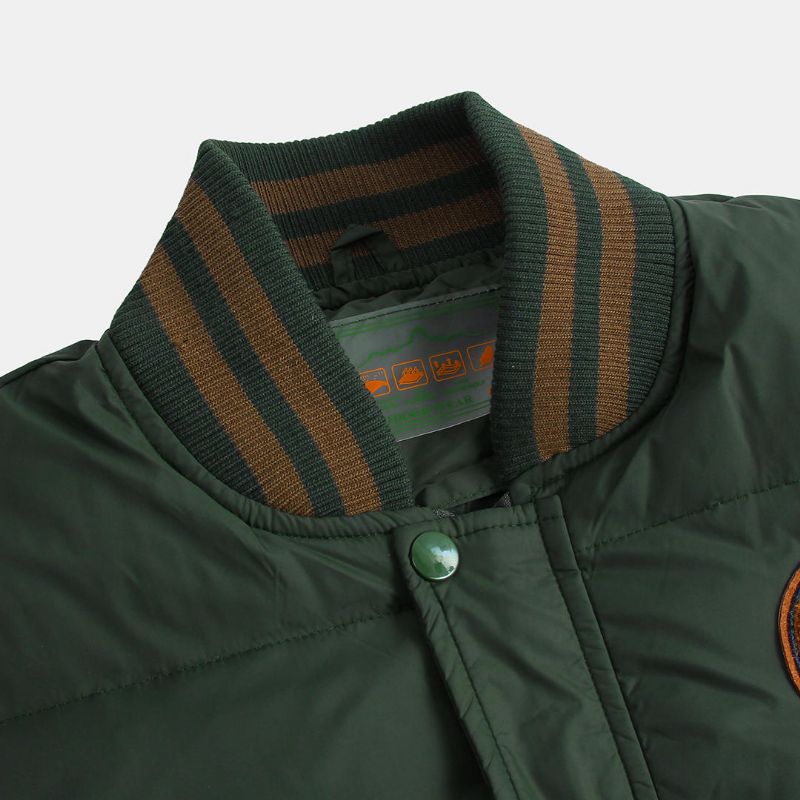 Chaqueta De Botones De Cuello Alto De Patchwork Engrosada De Invierno Para Hombre