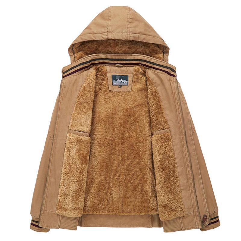 Chaqueta Cálida Con Capucha De Algodón De Lana Gruesa De Gran Tamaño De Invierno Para Hombre