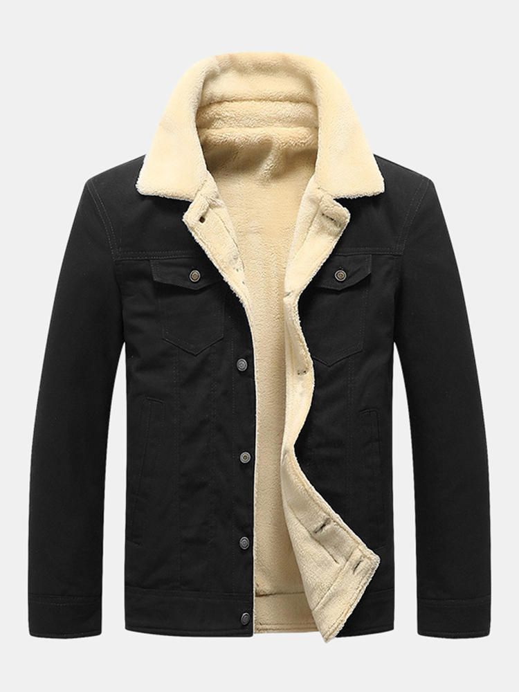 Chaqueta Cálida Gruesa Con Botones Metálicos 100% Algodón Para Exteriores Para Hombre