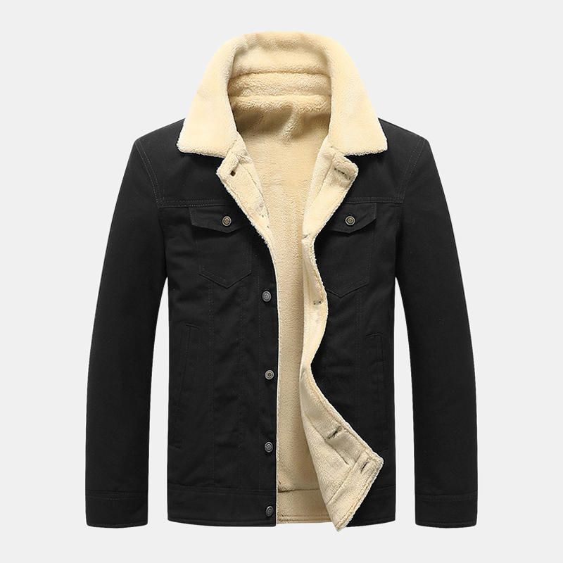 Chaqueta Cálida Gruesa Con Botones Metálicos 100% Algodón Para Exteriores Para Hombre